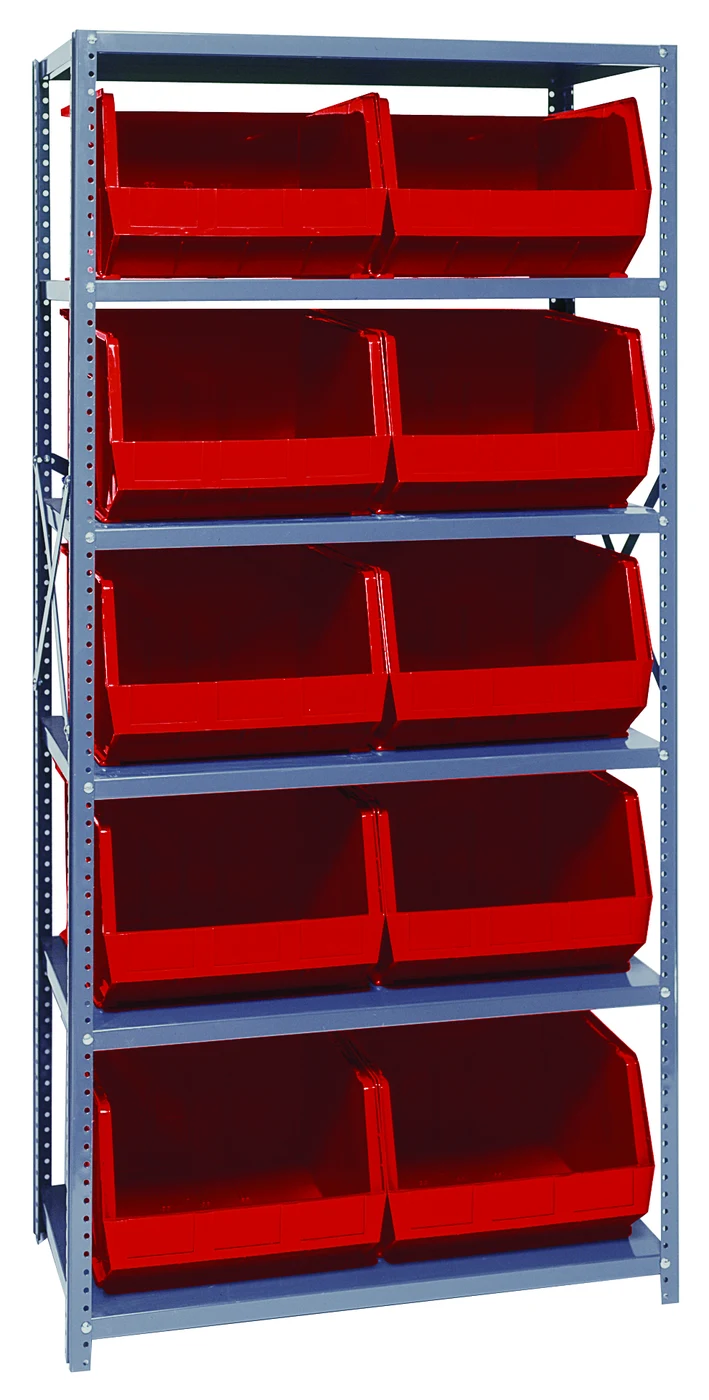 Quantum QSBU-270RD Shelving Unit, 18"D x 36"L x 75"H, 400 lb capacity, Gray