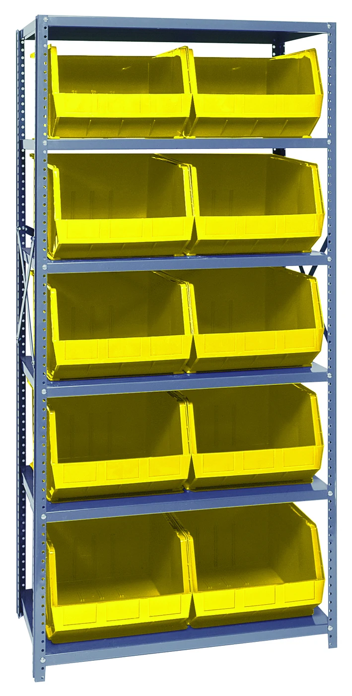 Quantum QSBU-270YL Shelving Unit, 18"D x 36"L x 75"H, 400 lb capacity, Gray