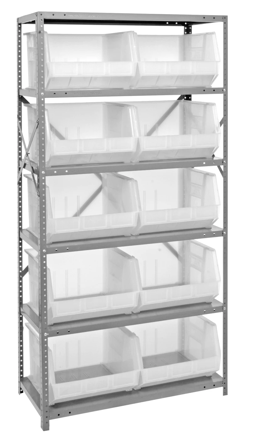Quantum QSBU-270CL Shelving Unit, 18"D x 36"L x 75"H, 400 lb capacity, Gray