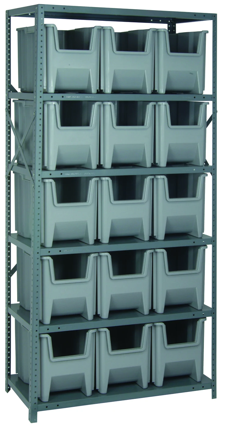 Quantum QSBU-600GY Shelving Unit, 18"D x 36"L x 75"H, 400 lb capacity, Gray