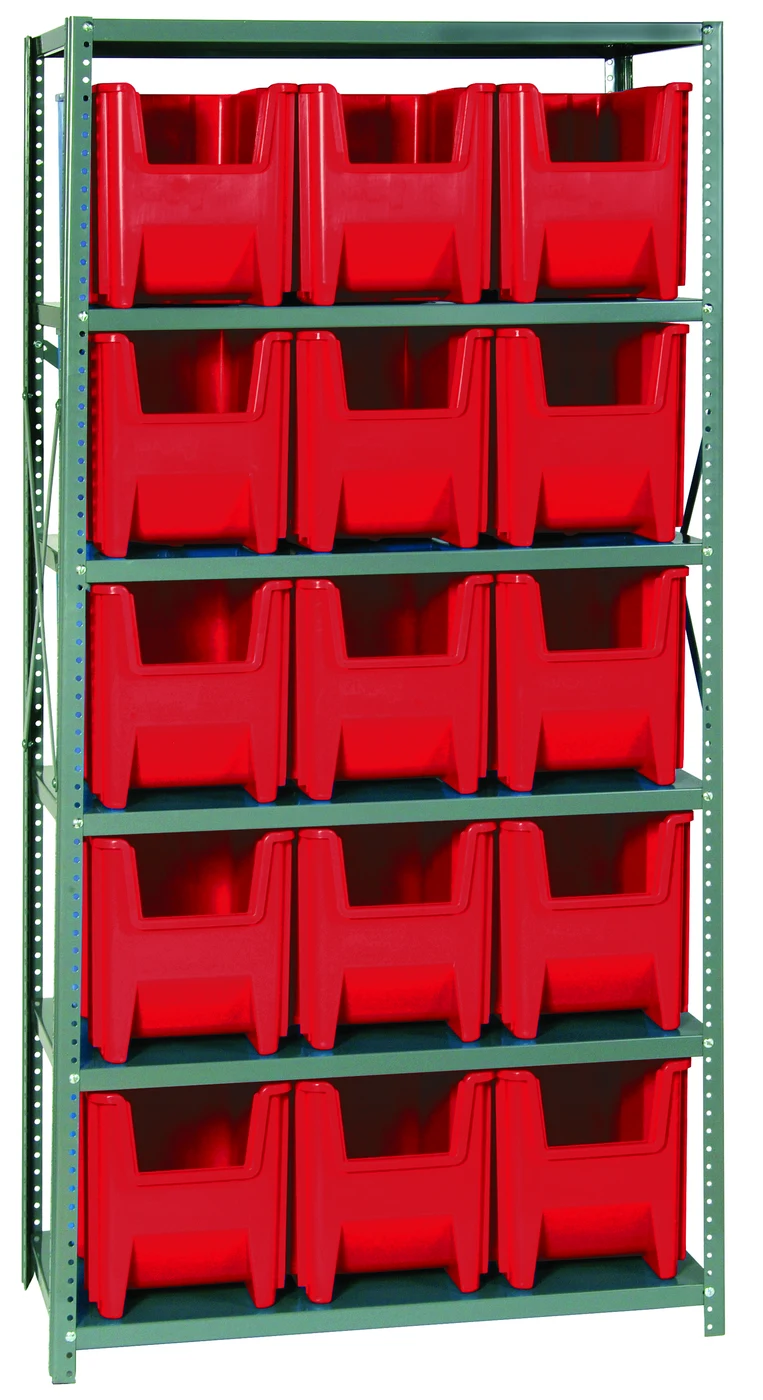 Quantum QSBU-600RD Shelving Unit, 18"D x 36"L x 75"H, 400 lb capacity, Gray