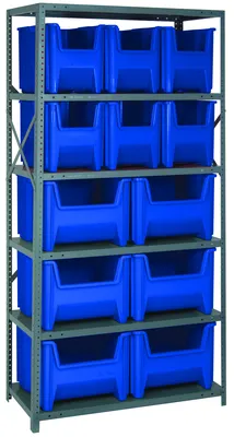Quantum QSBU-600800BL Shelving Unit, 18"D x 36"L x 75"H, 400 lb capacity, Gray