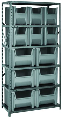 Quantum QSBU-600800GY Shelving Unit, 18"D x 36"L x 75"H, 400 lb capacity, Gray