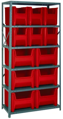 Quantum QSBU-600800RD Shelving Unit, 18"D x 36"L x 75"H, 400 lb capacity, Gray