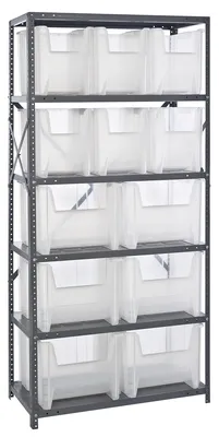 Quantum QSBU-600800CL Shelving Unit, 18"D x 36"L x 75"H, 400 lb capacity, Gray
