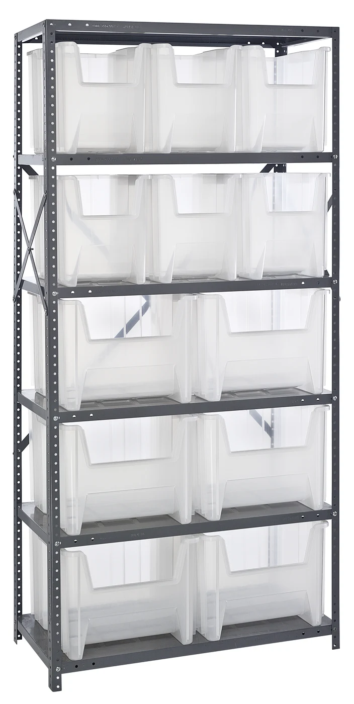 Quantum QSBU-600800CL Shelving Unit, 18"D x 36"L x 75"H, 400 lb capacity, Gray