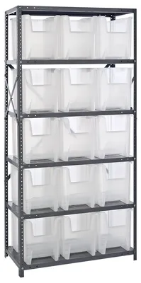 Quantum QSBU-600CL Shelving Unit, 18"D x 36"L x 75"H, 400 lb capacity, Gray