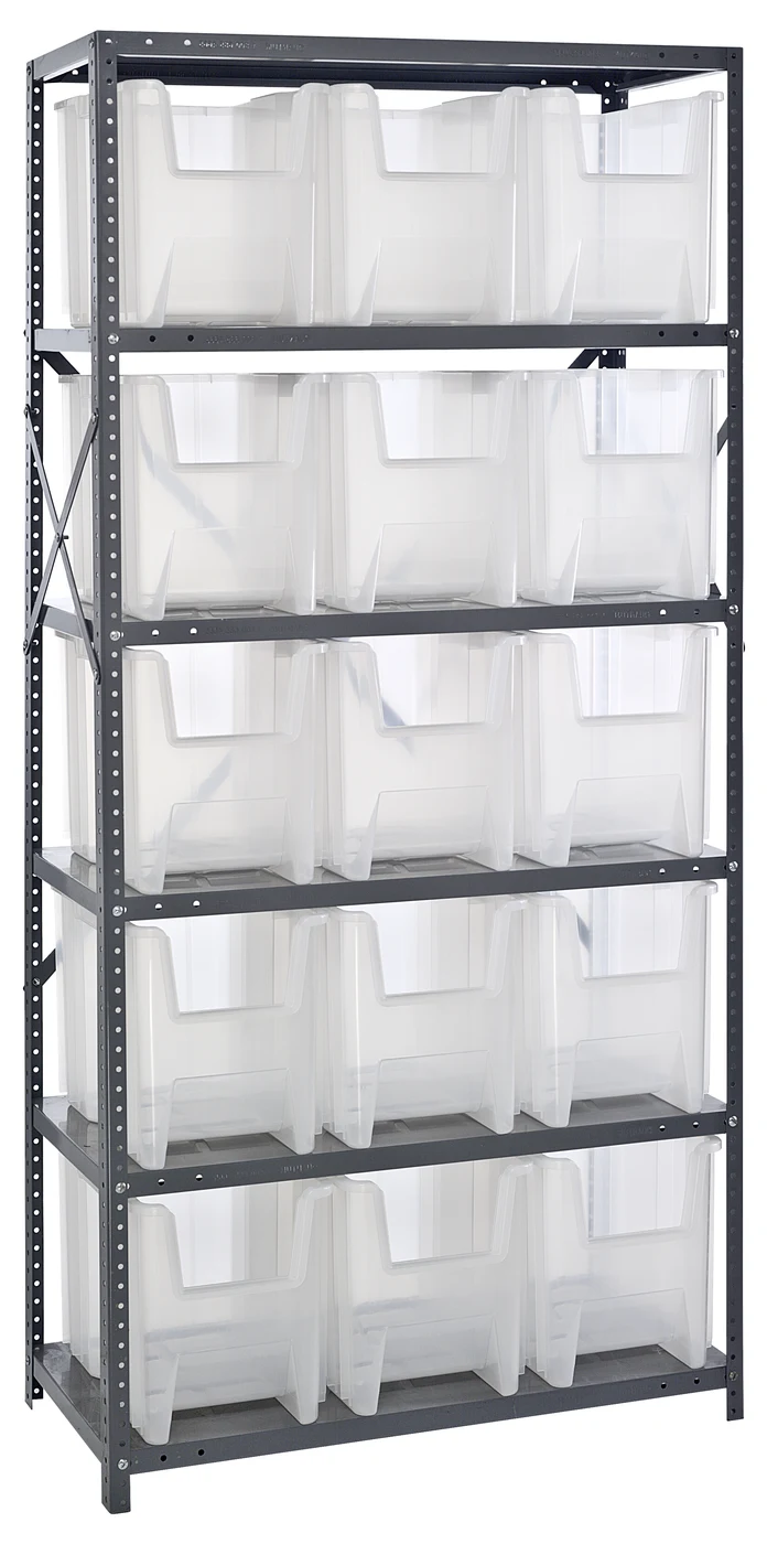 Quantum QSBU-600CL Shelving Unit, 18"D x 36"L x 75"H, 400 lb capacity, Gray