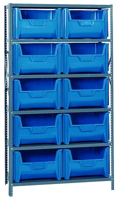Quantum QSBU-700BL Shelving Unit, 18"D x 42"L x 75"H, 400 lb capacity, Gray