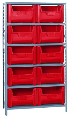 Quantum QSBU-700RD Shelving Unit, 18"D x 42"L x 75"H, 400 lb capacity, Gray