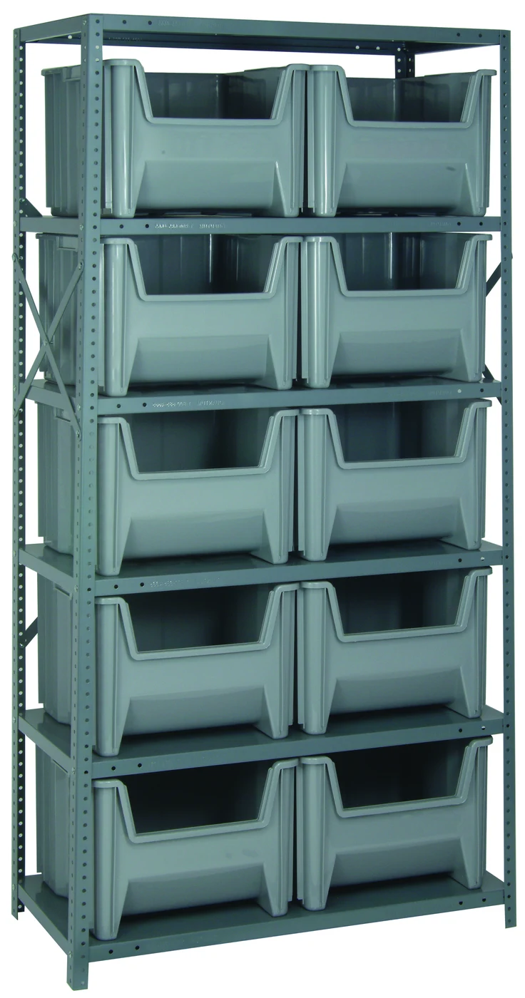 Quantum QSBU-800GY Shelving Unit, 18"D x 36"L x 75"H, 400 lb capacity, Gray