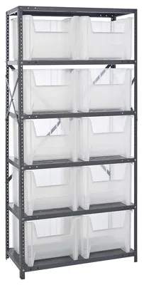 Quantum QSBU-800CL Shelving Unit, 18"D x 36"L x 75"H, 400 lb capacity, Gray