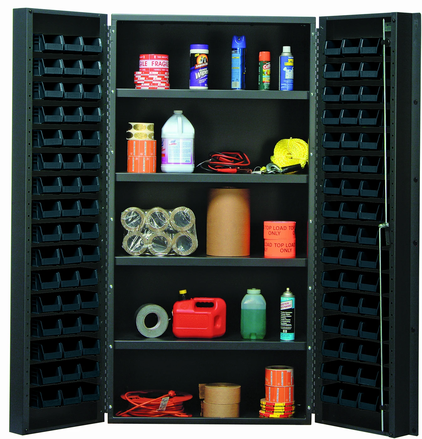 Quantum QSC-36-32-4ISBK Heavy-Duty 36" Bin Cabinet, 36"W x 24"D x 72"H, 800 lb capacity, Gray