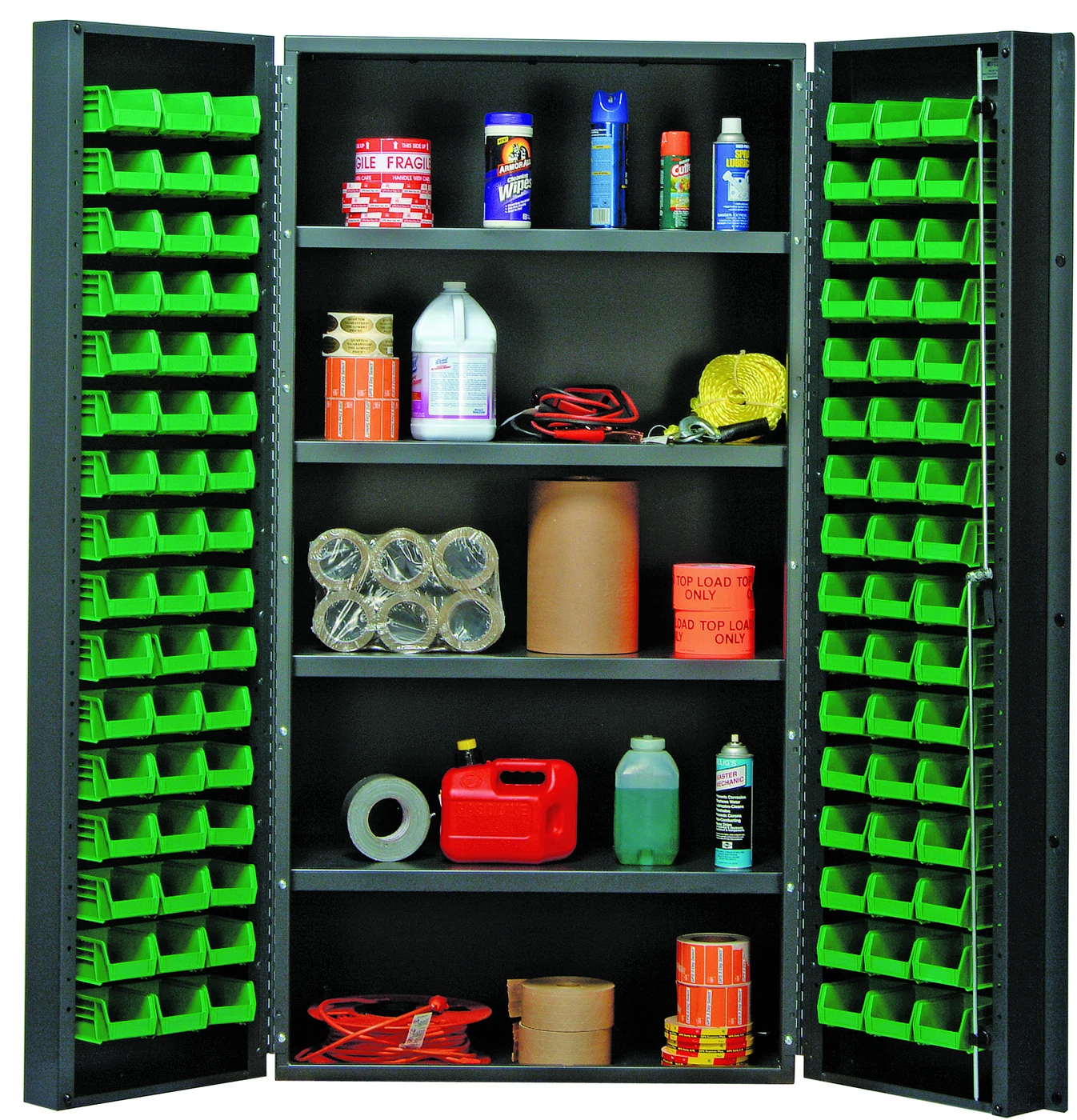 Quantum QSC-36-96-4ISGN Heavy-Duty 36" Bin Cabinet, 36"W x 24"D x 72"H, 800 lb capacity, Gray