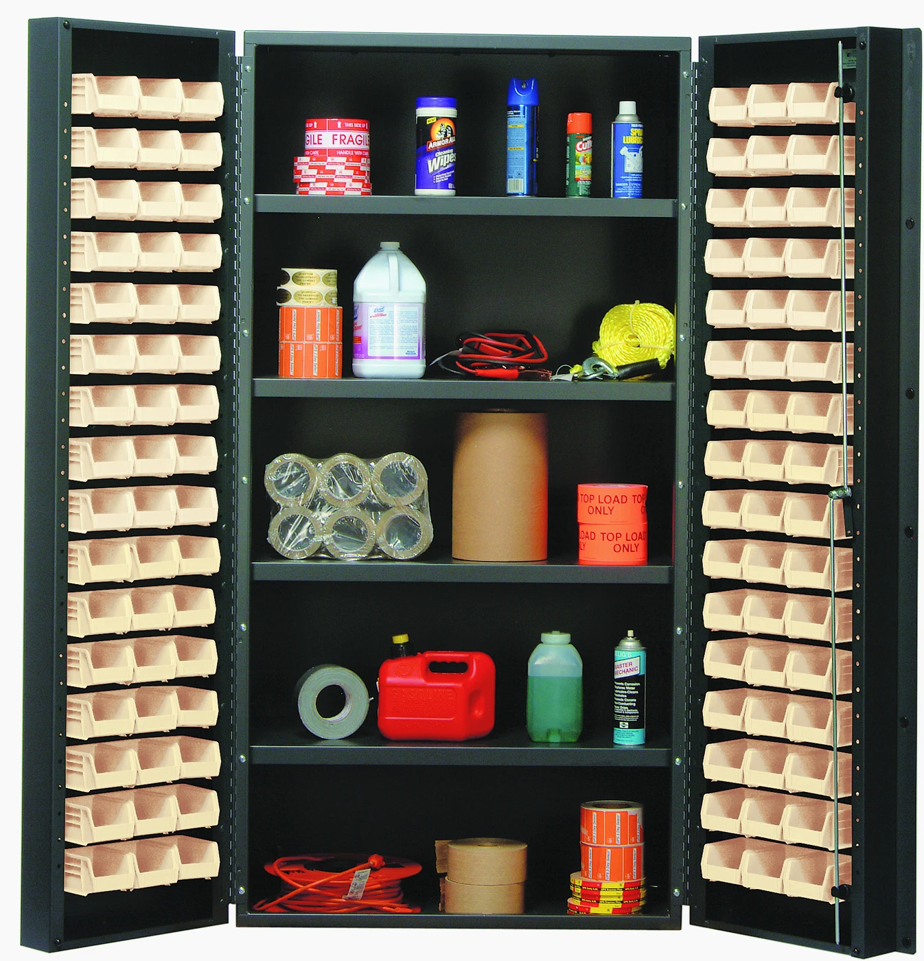 Quantum QSC-36-96-4ISCL Heavy-Duty 36" Bin Cabinet, 36"W x 24"D x 72"H, 800 lb capacity, Gray