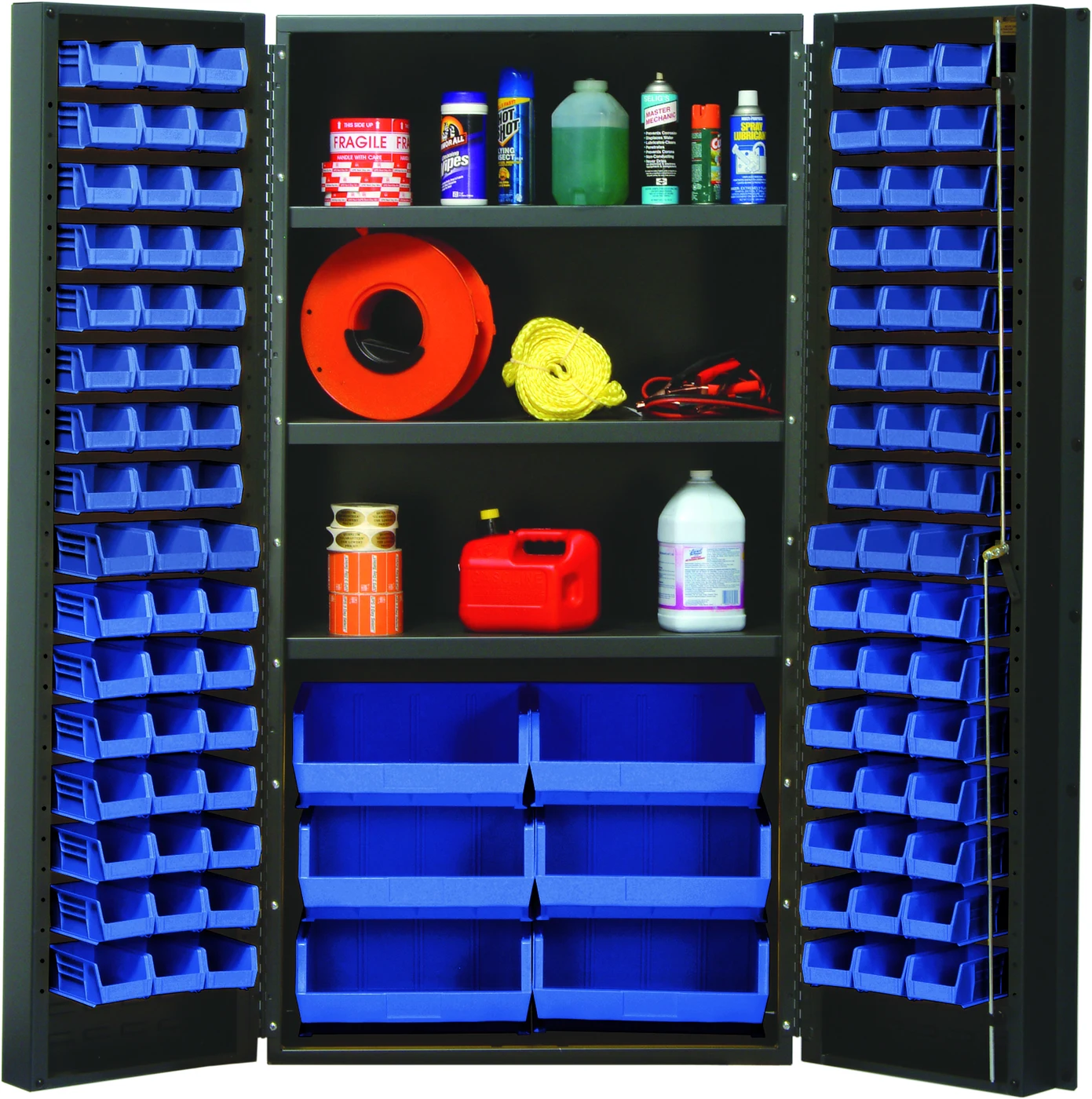 Quantum QSC-36SBL Heavy-Duty 36" Bin Cabinet, 36"W x 24"D x 72"H, 800 lb capacity, Gray