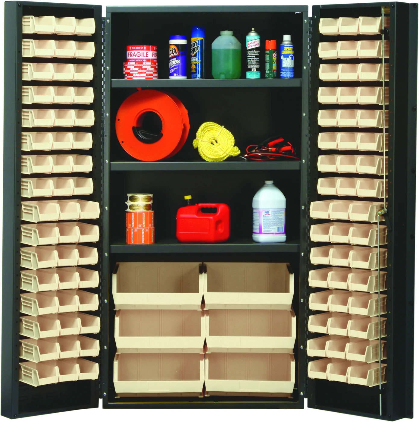 Quantum QSC-36SCL Heavy-Duty 36" Bin Cabinet, 36"W x 24"D x 72"H, 800 lb capacity, Gray