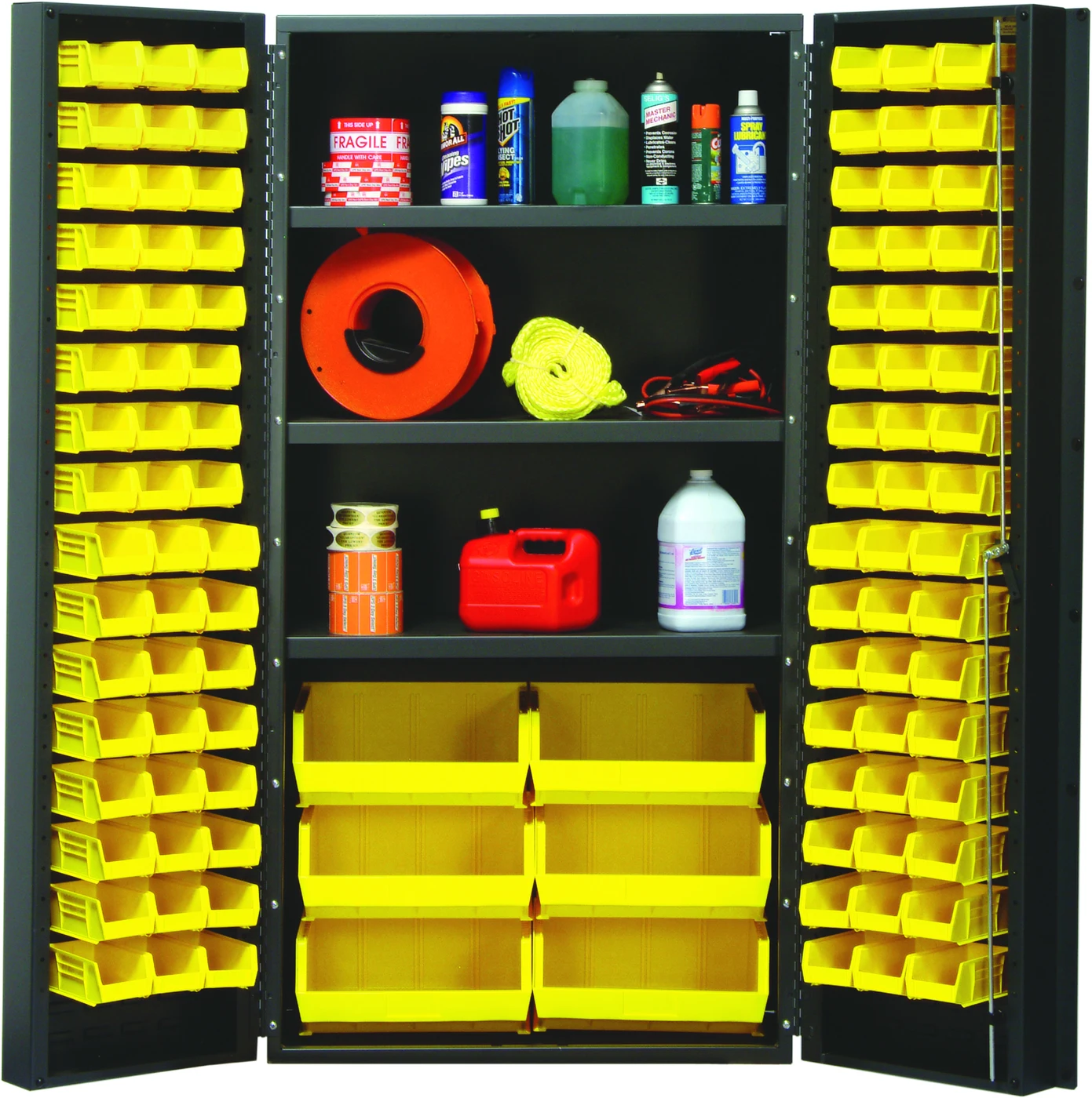 Quantum QSC-36SYL Heavy-Duty 36" Bin Cabinet, 36"W x 24"D x 72"H, 800 lb capacity, Gray