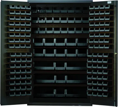 Quantum QSC-48BK Heavy-Duty 48" Bin Cabinet, 48"W x 24"D x 78"H, 400 lb capacity, Gray