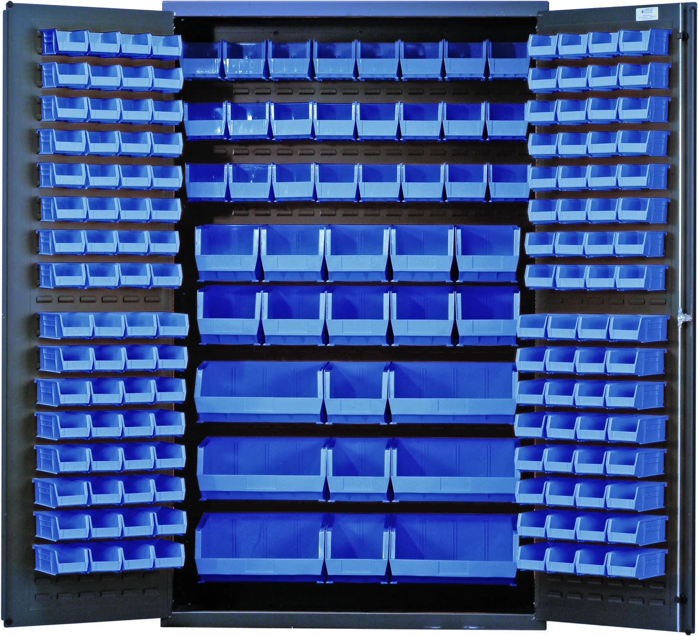 Quantum QSC-48BL Heavy-Duty 48" Bin Cabinet, 48"W x 24"D x 78"H, 400 lb capacity, Gray