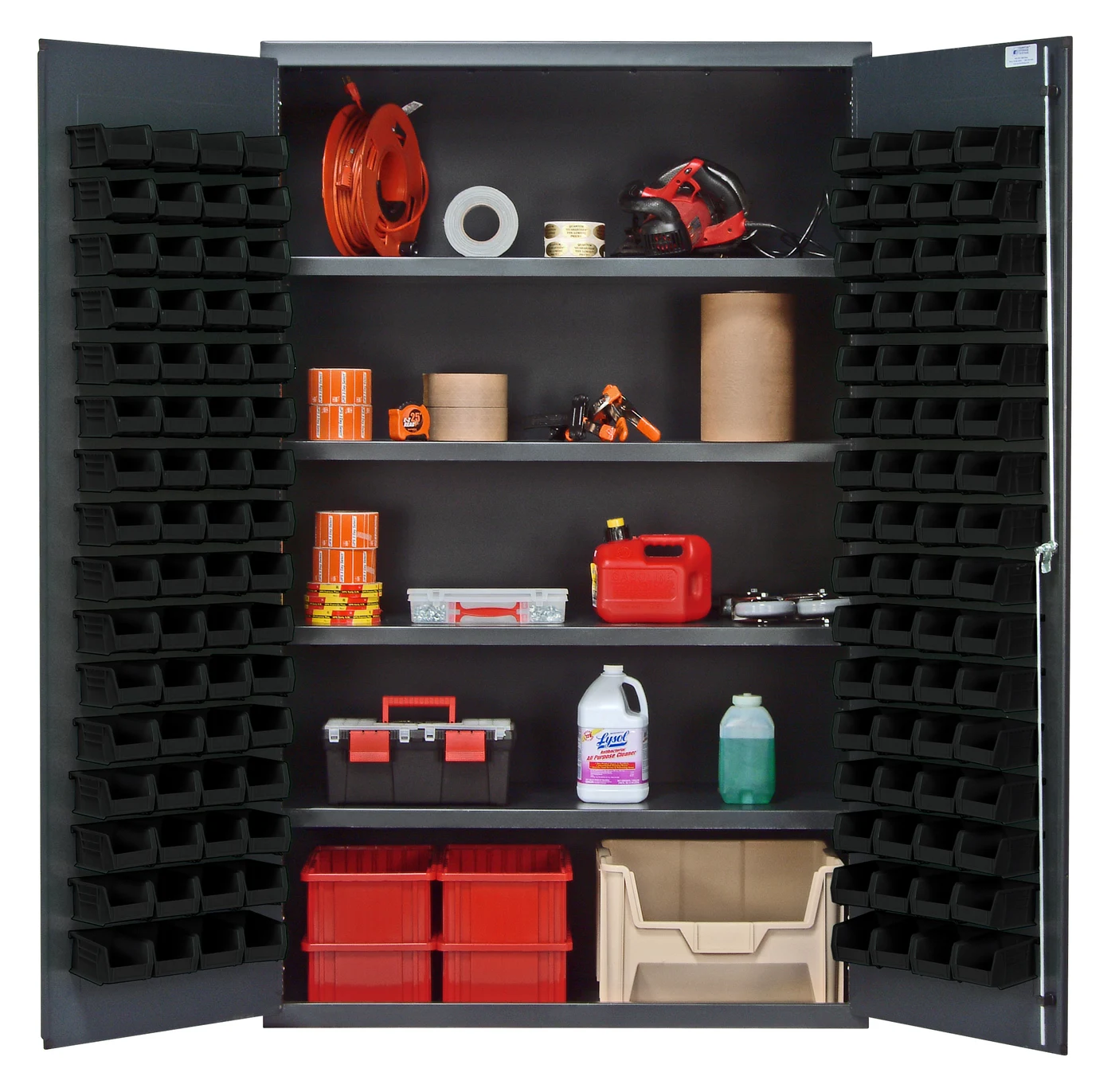 Quantum QSC-4803BK Heavy-Duty 48" Bin Cabinet, 48"W x 24"D x 78"H, 400 lb capacity, Gray
