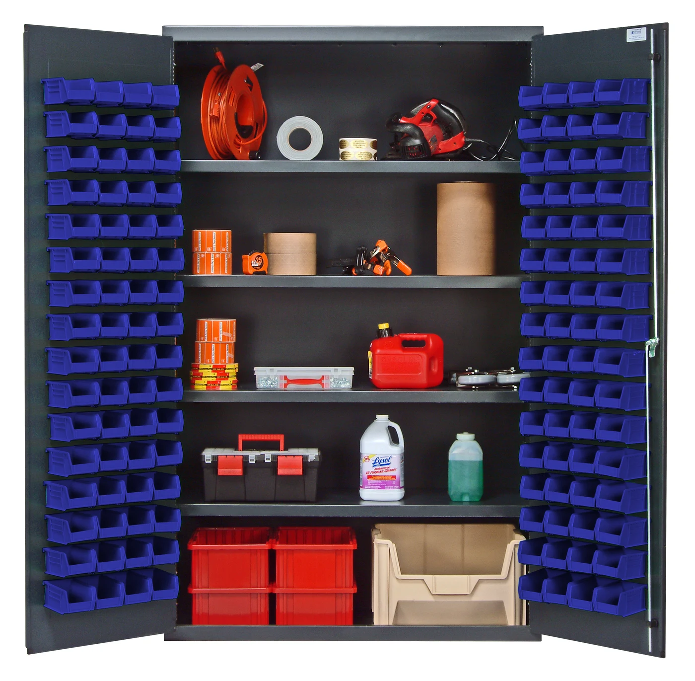 Quantum QSC-4803BL Heavy-Duty 48" Bin Cabinet, 48"W x 24"D x 78"H, 400 lb capacity, Gray