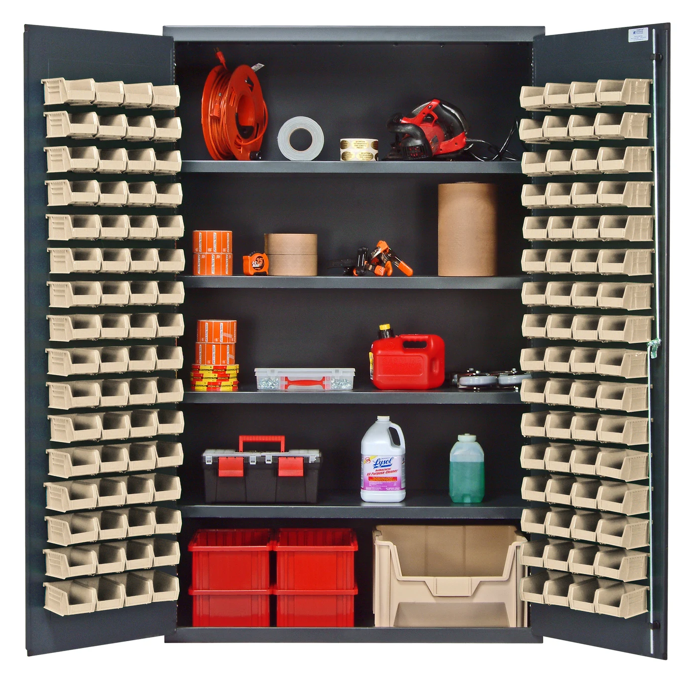 Quantum QSC-BG-4803CL Heavy-Duty 48" Bin Cabinet, 48"W x 24"D x 78"H, 400 lb capacity, Beige