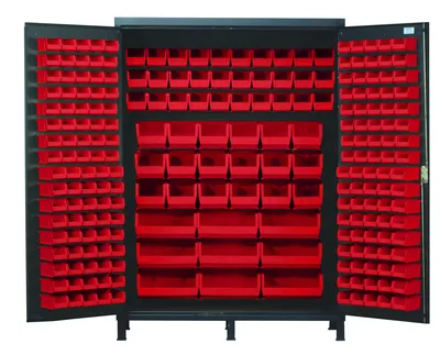 Quantum QSC-60RD Heavy-Duty 60" Bin Cabinet, 60"W x 24"D x 84"H, 500 lb capacity, Gray