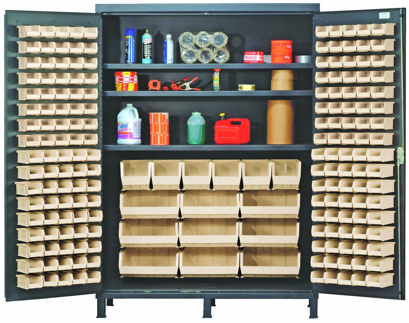Quantum QSC-60SIV Heavy-Duty 60" Bin Cabinet, 60"W x 24"D x 84"H, 500 lb capacity, Gray