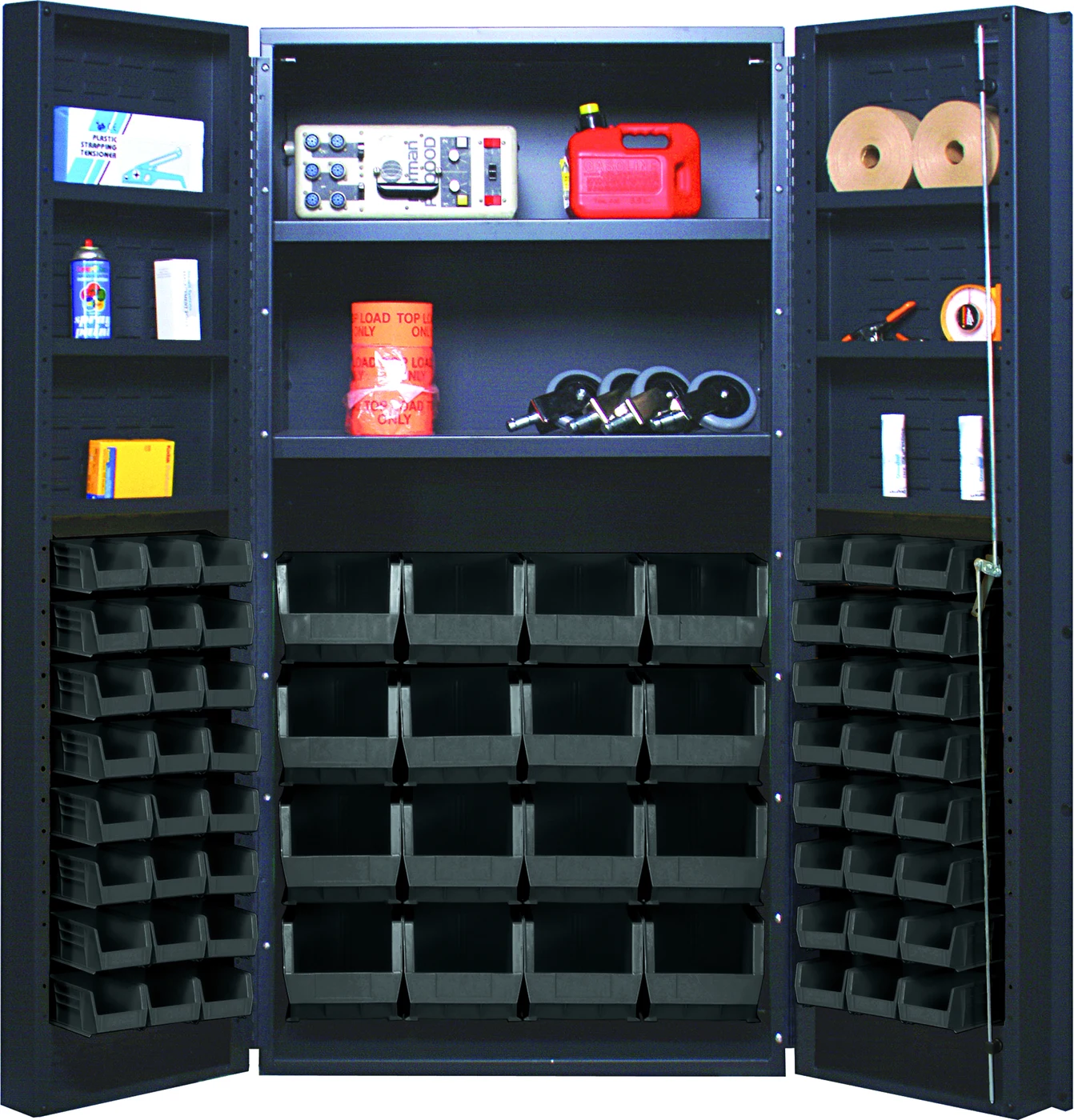 Quantum QSC-32-2S-6DSBK Heavy-Duty 36" Bin Cabinet, 36"W x 24"D x 72"H, 800 lb capacity, Gray
