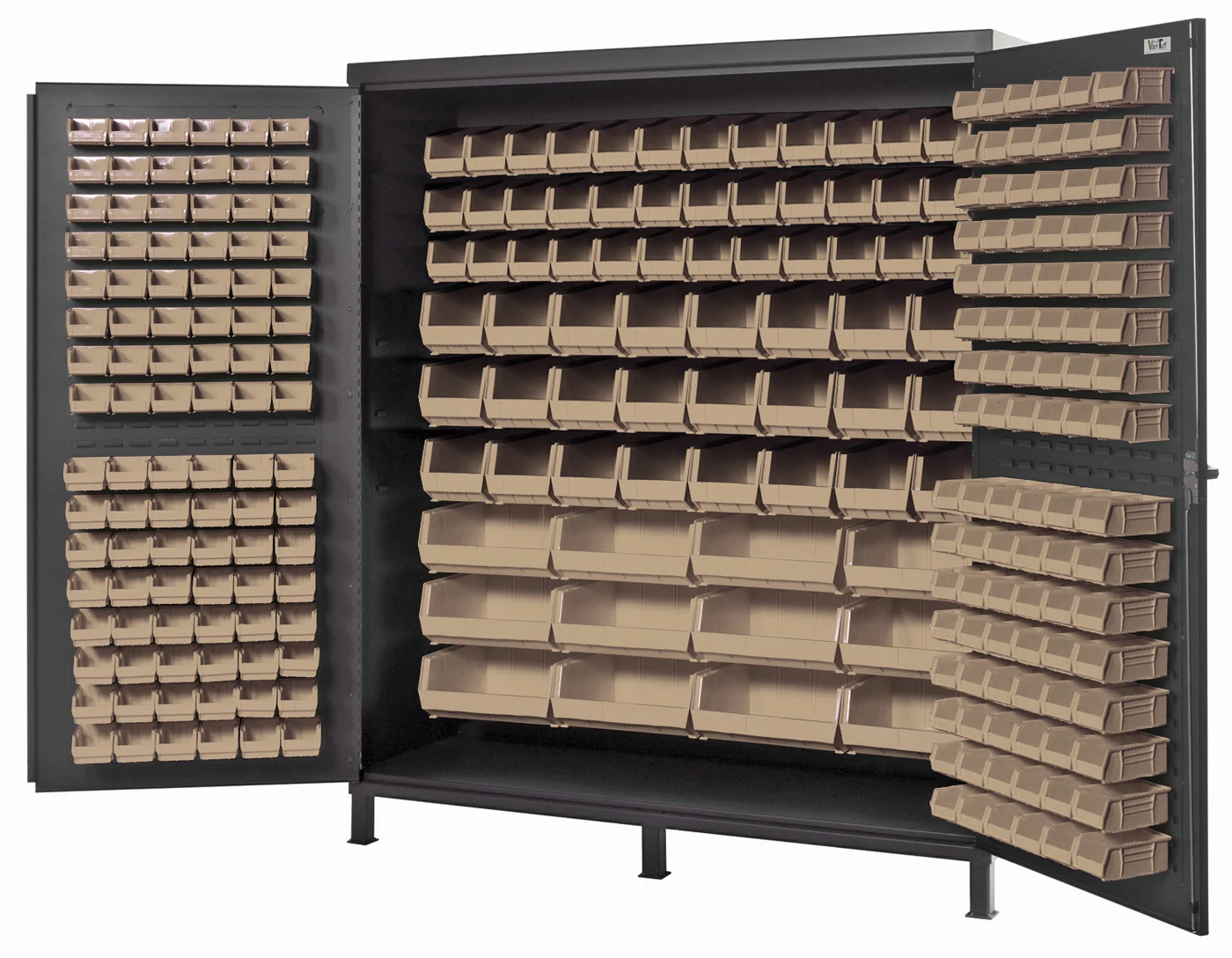 Quantum QSC-72IV Heavy-Duty 72" Bin Cabinet, 72"W x 24"D x 84"H, 500 lb capacity, Gray