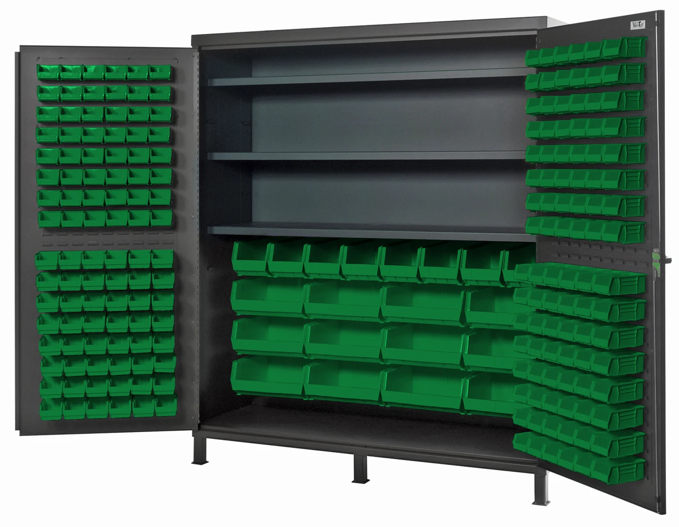 Quantum QSC-72S-84GN Heavy-Duty 72" Bin Cabinet, 72"W x 24"D x 84"H, 500 lb capacity, Gray
