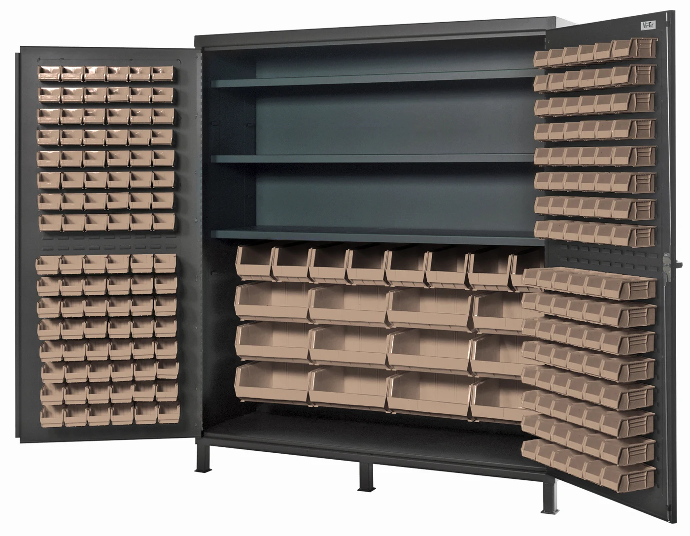 Quantum QSC-72SCL Heavy-Duty 72" Bin Cabinet, 72"W x 24"D x 84"H, 500 lb capacity, Gray