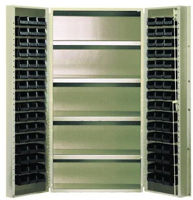 Quantum QSC-BG-36-32-4ISBK Heavy-Duty 36" Bin Cabinet, 36"W x 24"D x 72"H, 800 lb capacity, Beige