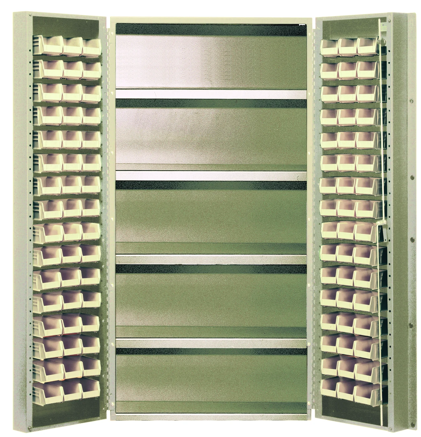 Quantum QSC-BG-36-32-4ISCL Heavy-Duty 36" Bin Cabinet, 36"W x 24"D x 72"H, 800 lb capacity, Beige