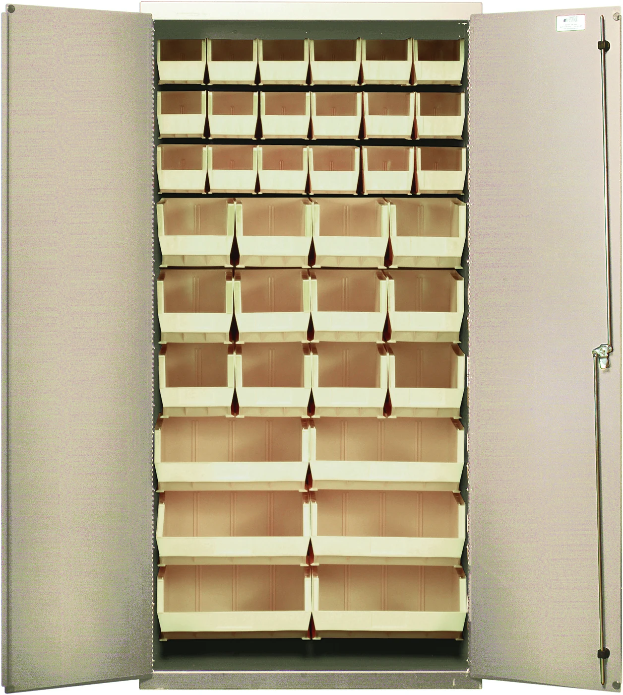 Quantum QSC-BG-36-FDCL Heavy-Duty 36" Bin Cabinet, 36"W x 18"D x 72"H, 800 lb capacity, Beige