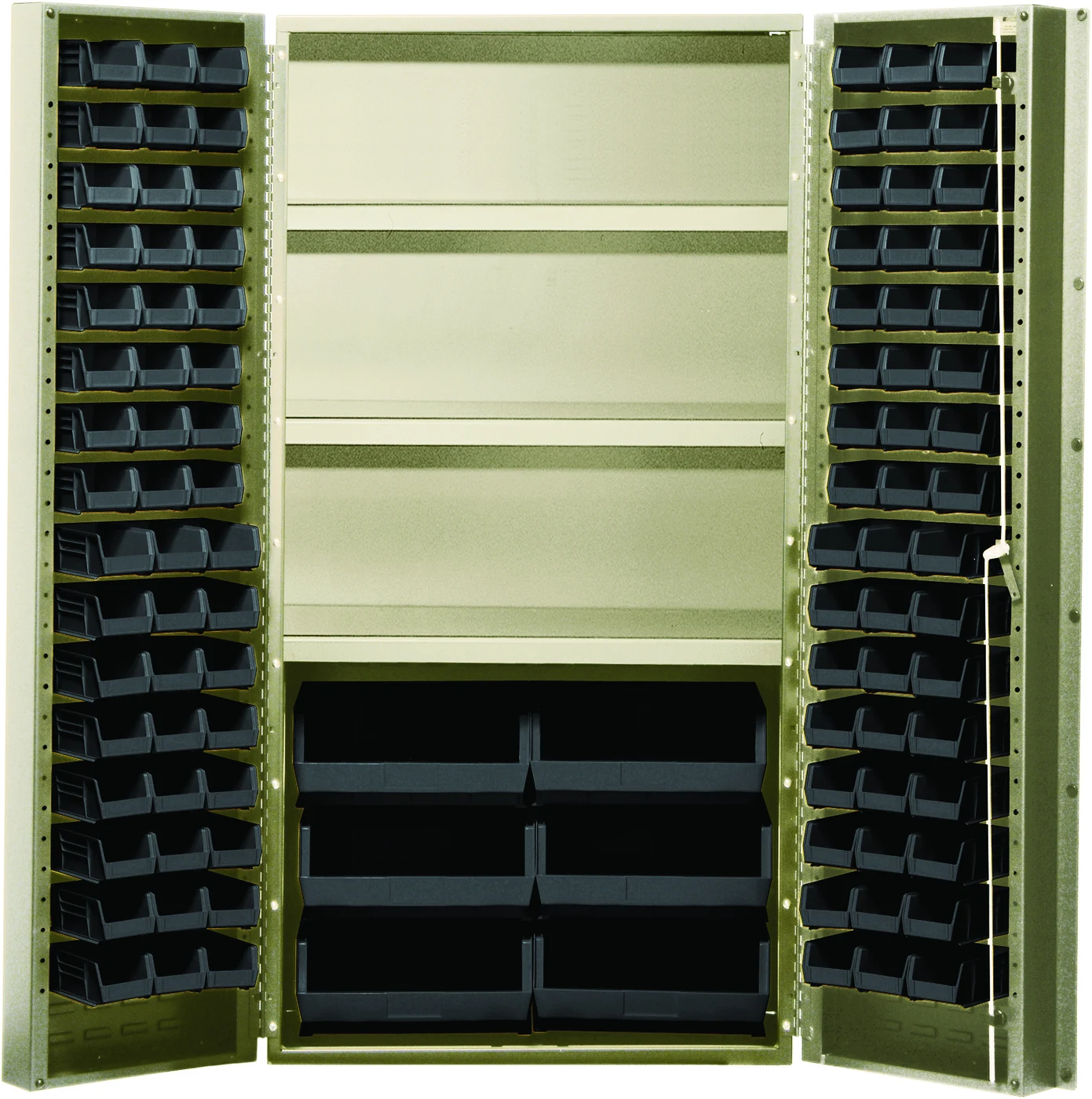Quantum QSC-BG-36S-38BK Heavy-Duty 36" Bin Cabinet, 36"W x 24"D x 72"H, 800 lb capacity, Beige