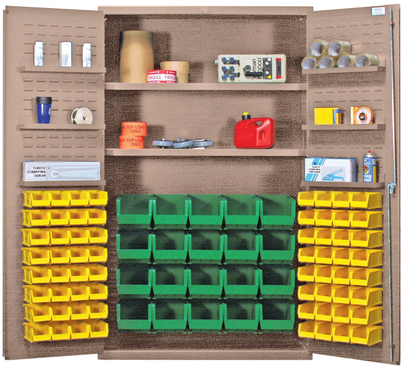 Quantum QSC-BG-4804BK Heavy-Duty 48" Bin Cabinet, 48"W x 24"D x 78"H, 400 lb capacity, Beige