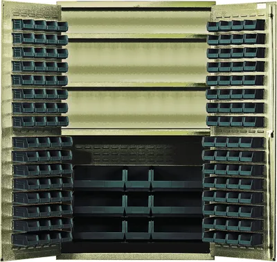 Quantum QSC-BG-48SBK Heavy-Duty 48" Bin Cabinet, 48"W x 24"D x 78"H, 400 lb capacity, Beige