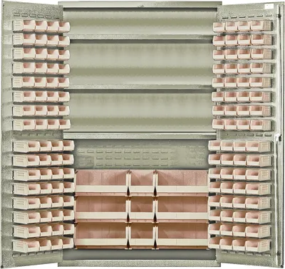 Quantum QSC-BG-48SIV Heavy-Duty 48" Bin Cabinet, 48"W x 24"D x 78"H, 400 lb capacity, Beige