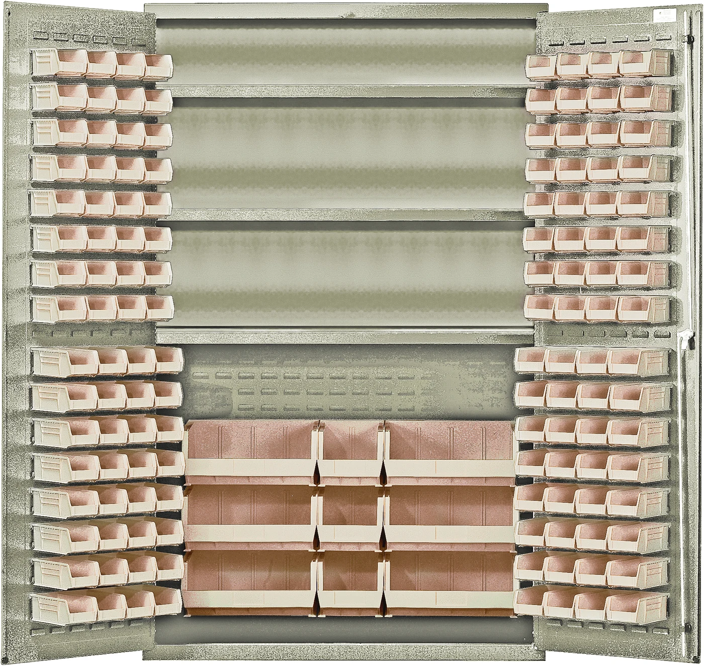 Quantum QSC-BG-48SIV Heavy-Duty 48" Bin Cabinet, 48"W x 24"D x 78"H, 400 lb capacity, Beige
