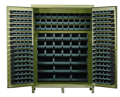 Quantum QSC-BG-60BK Heavy-Duty 60" Bin Cabinet, 60"W x 24"D x 84"H, 500 lb capacity, Beige