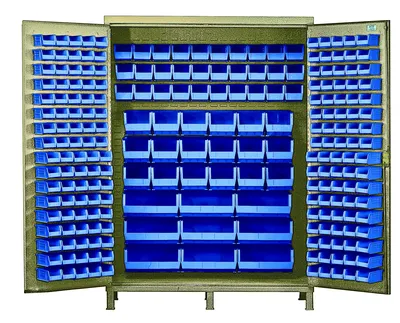 Quantum QSC-BG-60BL Heavy-Duty 60" Bin Cabinet, 60"W x 24"D x 84"H, 500 lb capacity, Beige