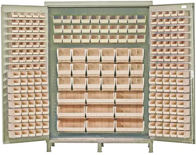 Quantum QSC-BG-60IV Heavy-Duty 60" Bin Cabinet, 60"W x 24"D x 84"H, 500 lb capacity, Beige