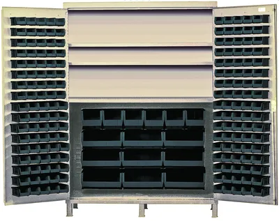 Quantum QSC-BG-60SBK Heavy-Duty 60" Bin Cabinet, 60"W x 24"D x 84"H, 500 lb capacity, Beige