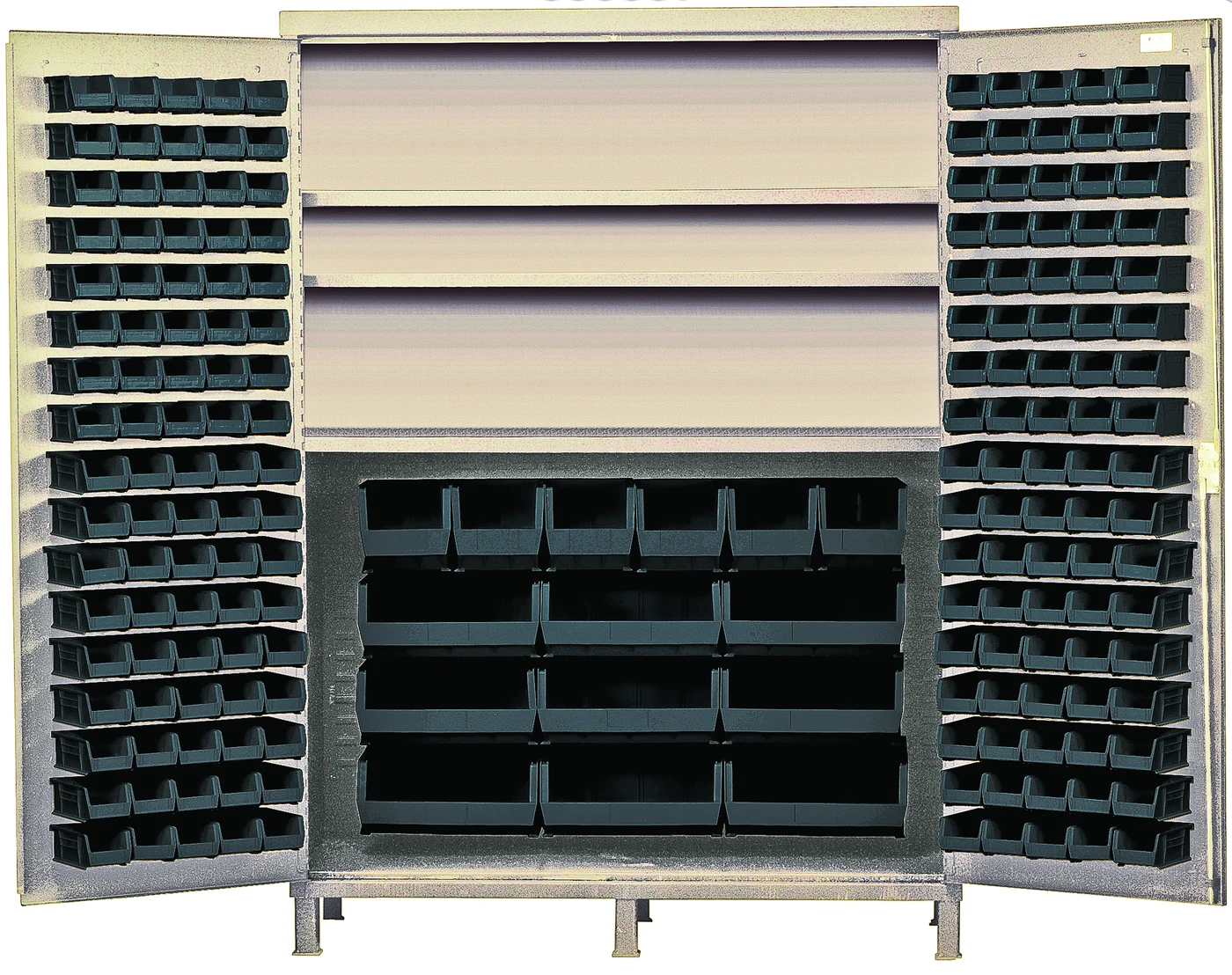 Quantum QSC-BG-72SBK Heavy-Duty 72" Bin Cabinet, 72"W x 24"D x 84"H, 500 lb capacity, Beige