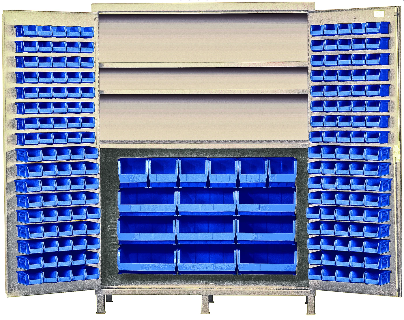 Quantum QSC-BG-72SBL Heavy-Duty 72" Bin Cabinet, 72"W x 24"D x 84"H, 500 lb capacity, Beige