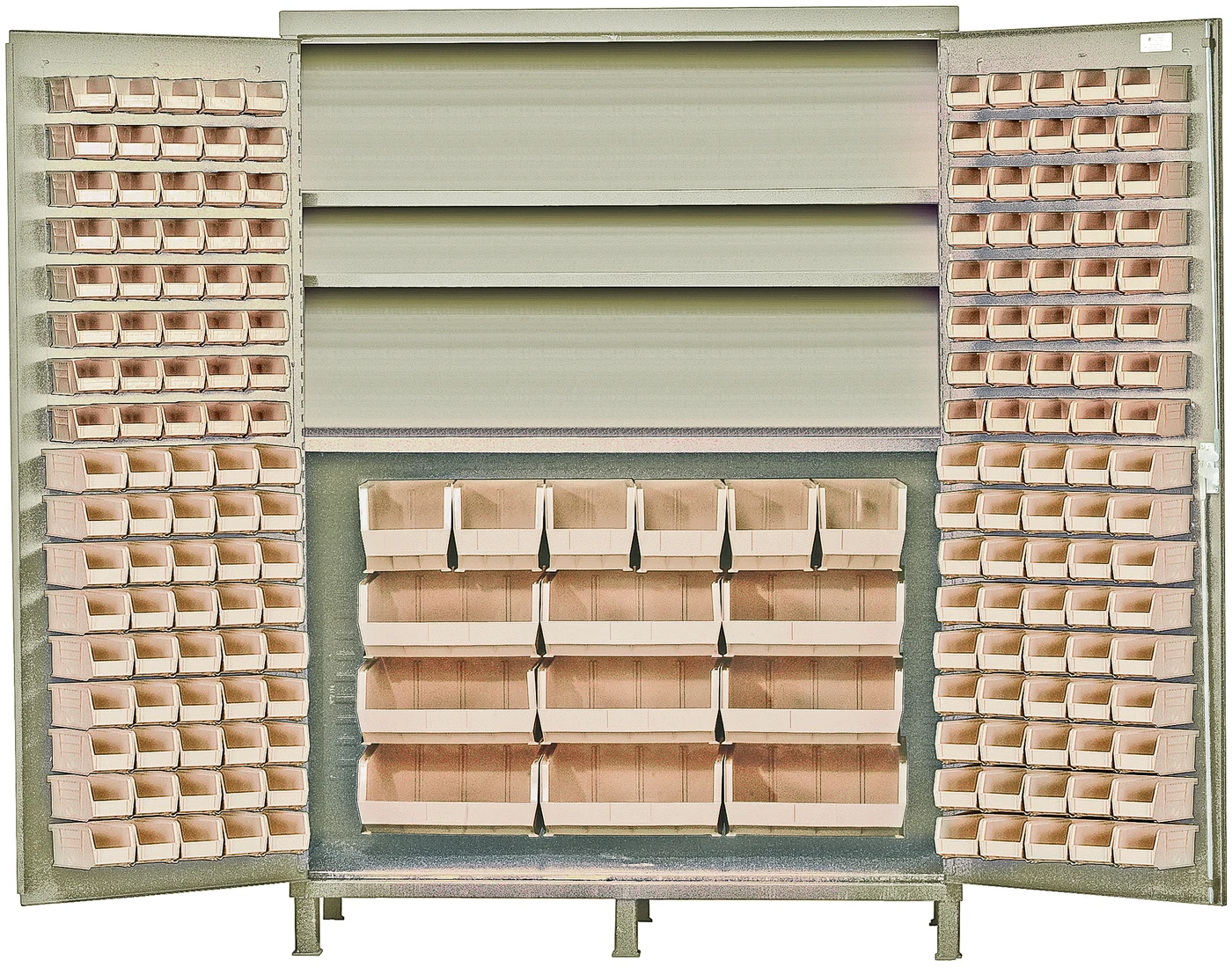 Quantum QSC-BG-72S-84CL Heavy-Duty 72" Bin Cabinet, 72"W x 24"D x 84"H, 500 lb capacity, Beige