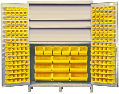 Quantum QSC-BG-60SYL Heavy-Duty 60" Bin Cabinet, 60"W x 24"D x 84"H, 500 lb capacity, Beige