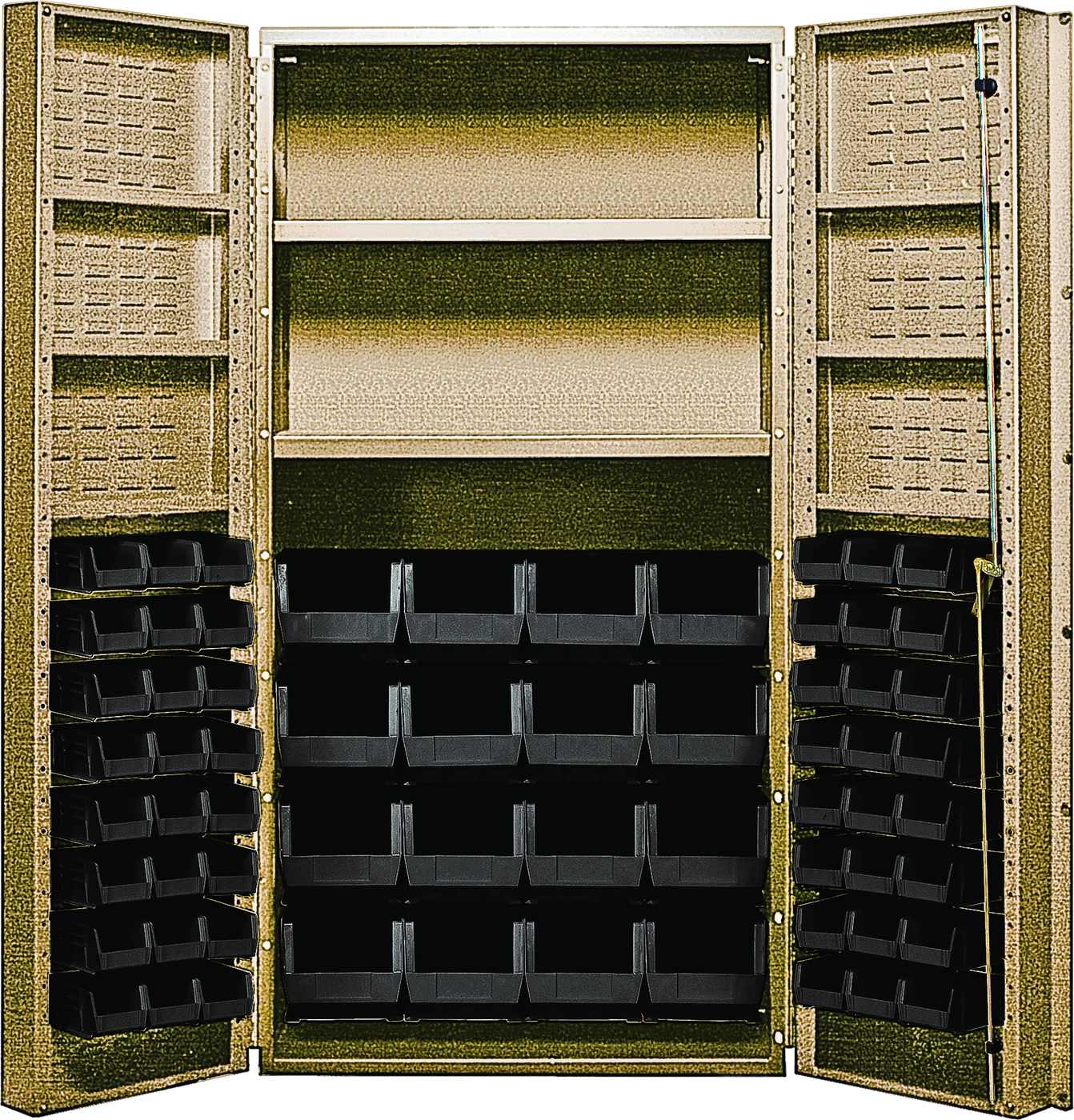 Quantum QSC-BG-64-2S-6DSBK Heavy-Duty 36" Bin Cabinet, 36"W x 24"D x 72"H, 800 lb capacity, Beige